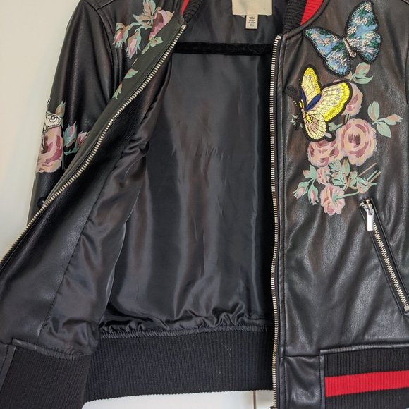 Urban Outfitters leather embroidered bomber jacket - Picture 5 of 7
